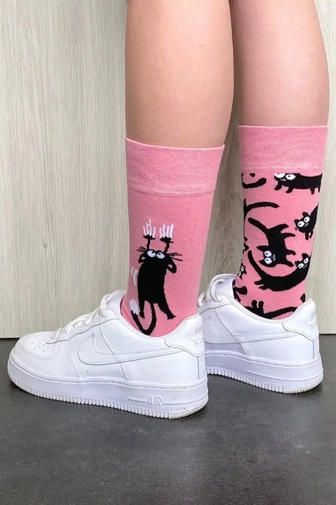 Calzini buonumore gatti rosa