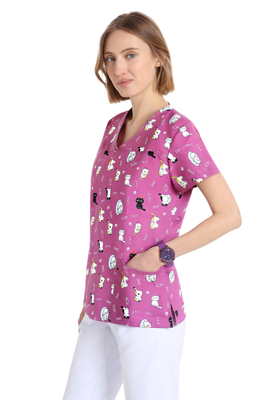 Quik Medical Uniform NO stiro - casacca sanitaria donna Power fantasia Gatti